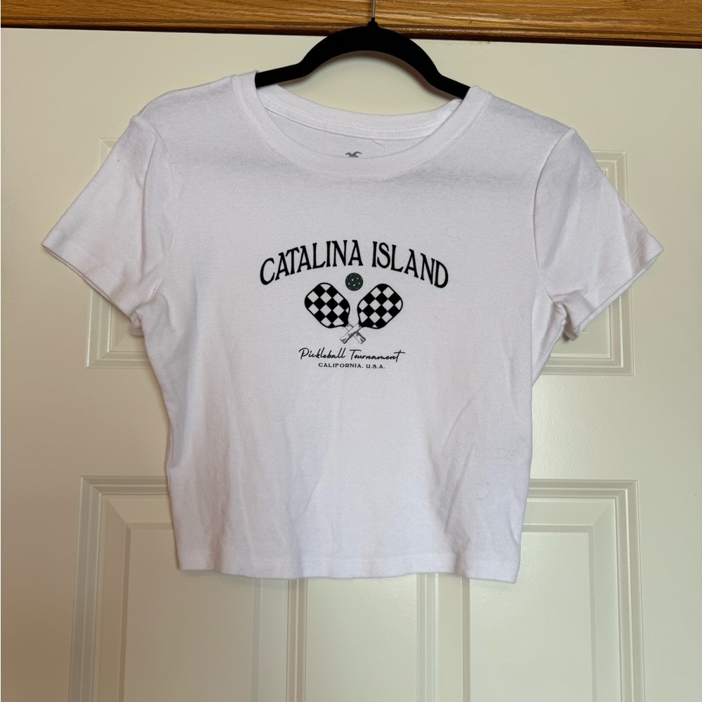White Hollister Catalina Island Crop Top